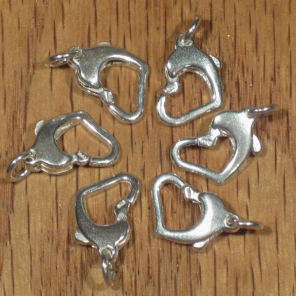 Sterling Silver Heart Clasps, 13mm Self Closing Lobster Claws, Solid Sterling Silver Necklace Or Bracelet Hook (1/pack) |R23c-1