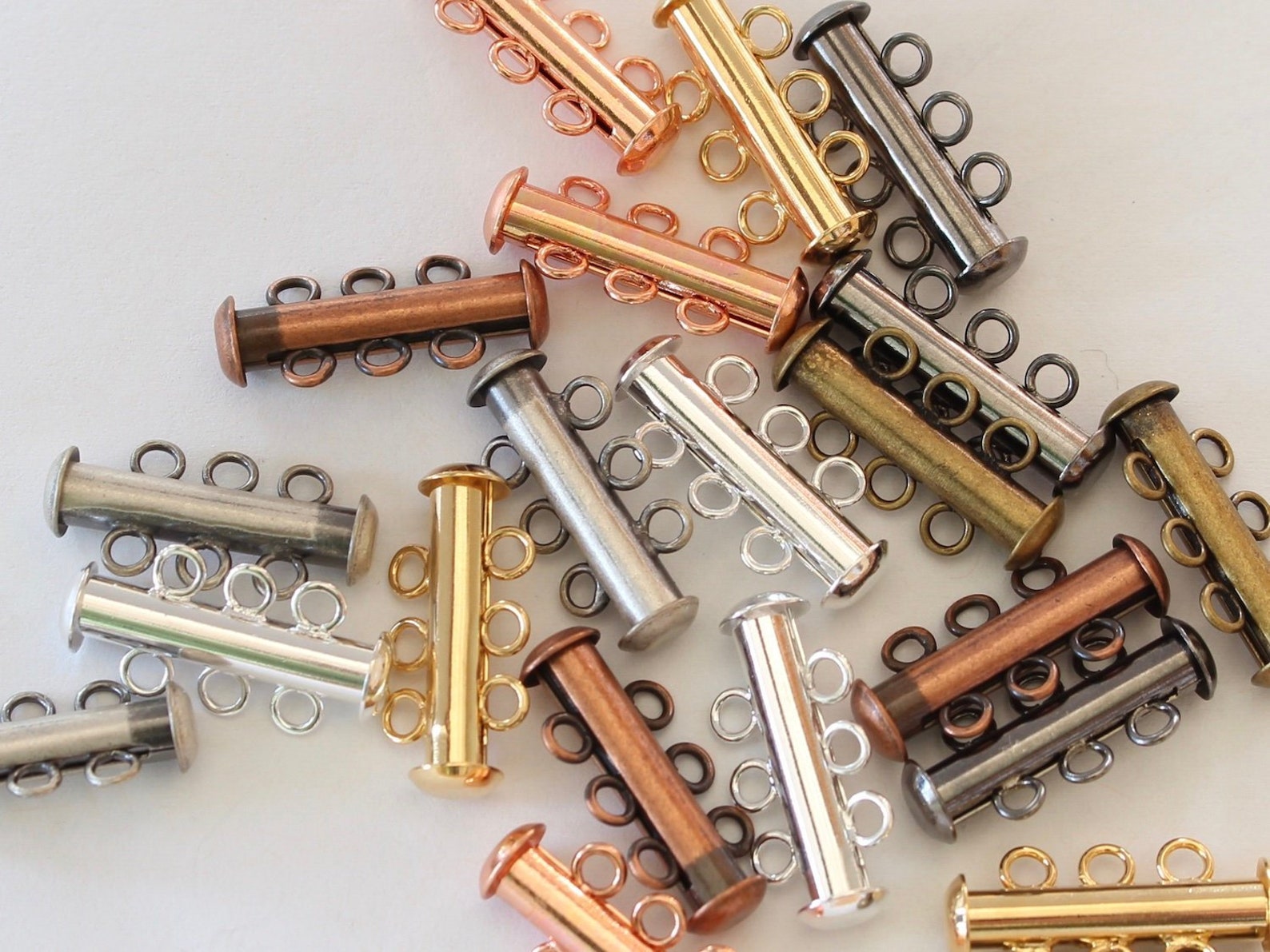 3 Strand Tube Clasps Silver Gold Copper Brass Black Etsy