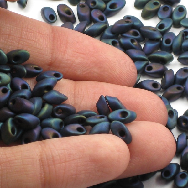 20 gr. Matte Purple Iris # 2014 Long Magatama Beads, @160 Miyuki 4x7mm oblong glass seed beads, jewelry making crafts (20 gr./pack) |G22b-20