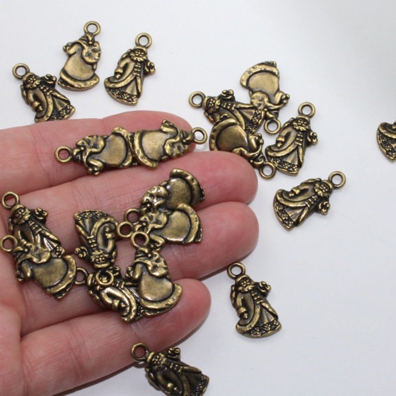 St Nicholas Holiday Pendant TierraCast Plated Lead Free Pewter 20pack |S08a-20 Saint Nick Pendant Charms 20 Brass Santa Charms