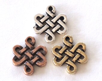 Mixed Lot, 10 Eternity Links, TierraCast plated pewter, 8silver + 2copper, 11x9mm, 1mm hole