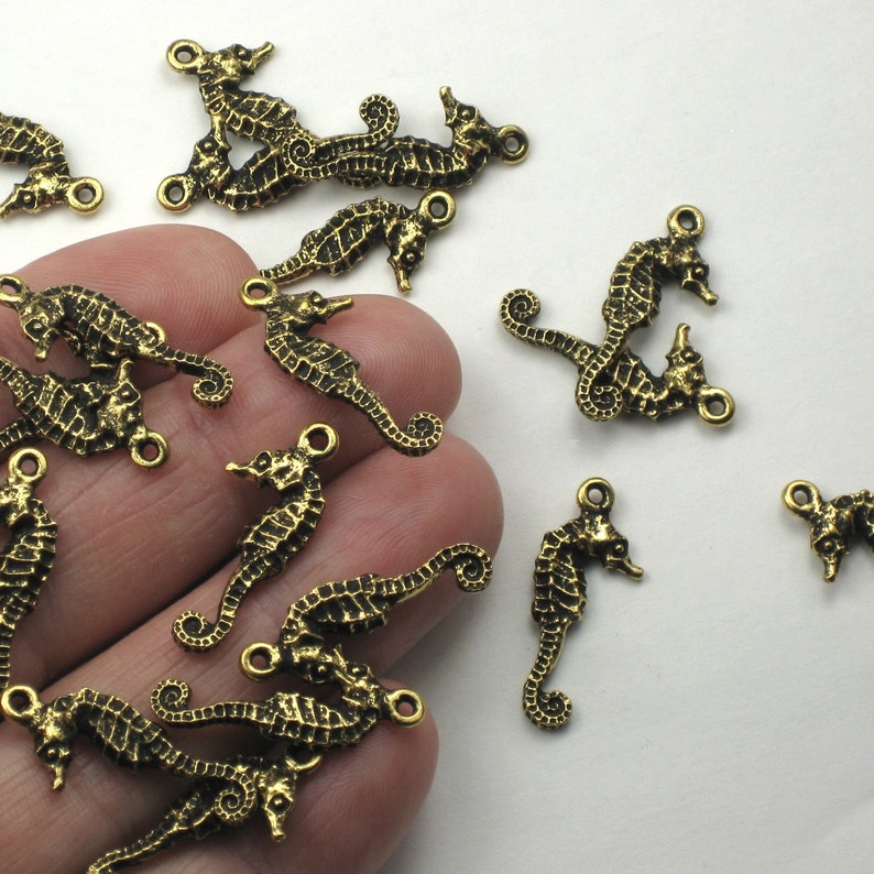 Lead Free Pewter Ocean Sea Life Beach Charms |G15a-20 TierraCast Antiqued /& Plated 20pack 20 Gold Seahorse Charms