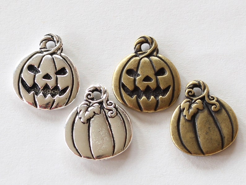 Jack O Lantern Charms Tierracast Silver Brass Plated Pewter - Etsy