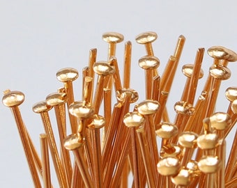 144 Gold Head Pins, 21 gauge, 1", 3” & 4", plated brass jewelry making supplies