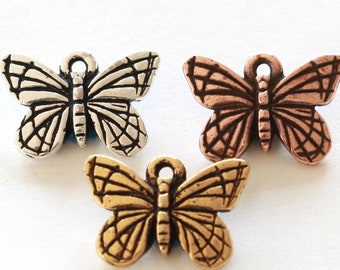 Monarch Butterfly Charms, TierraCast silver, gold & copper plated pewter, lepidopterology, migrators, pollinators, on the right path symbol