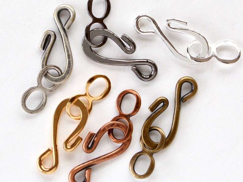 Hook and Eye Jewelry Clasps silver gold copper black Etsy