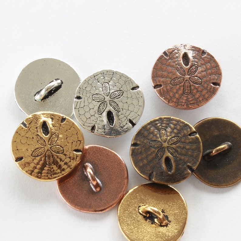 Sand Dollar Buttons TierraCast silver gold copper & brass image 1