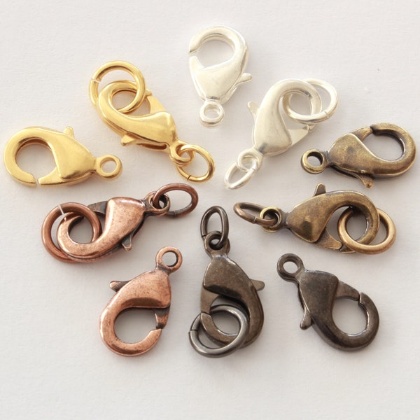 15x9mm Lobster Claw Clasps, TierraCast silver, gold, copper, black & brass, plated to match TierraCast’s items