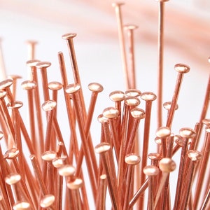 Lower Prices! 144 Copper Head Pins, 21 & 24 gauge: 2” and 3”, choose length + gauge, plated brass for jewelry making, bright copper color