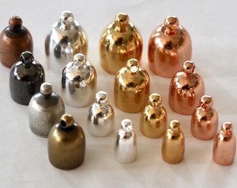 Bullet End Caps, silver, gold, copper, brass, black, antiqued & bright, 3mm, 4mm, 6mm, 8mm, glue in style for leather and Kumihimo jewelry