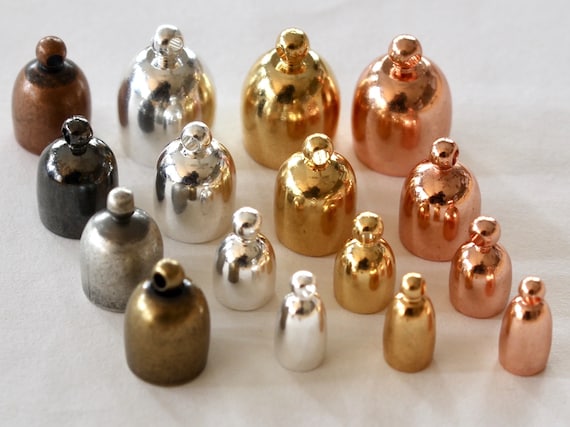 Bullet End Caps Silver Gold Copper Brass Black Antiqued