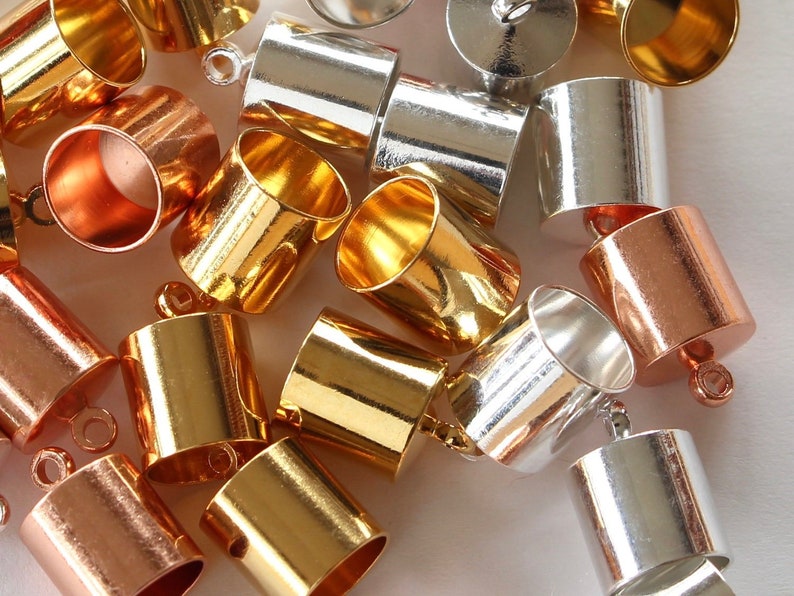 8mm Barrel End Caps Silver Gold & Copper Plated Brass Etsy