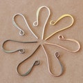 1” Tall French Hook Sloped Ear Wires (Pairs). Silver, gold, copper, black & brass, modern fish hook earrings for pierced ears, 2mm eyelet
