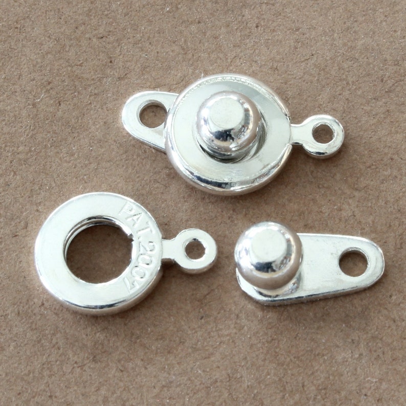 Patented Premium Ball & Socket Snap Clasps 8mm, 8 colors: silver, gold, copper, pewter, gunmetal, brass, for bracelets, necklaces sewing Silver