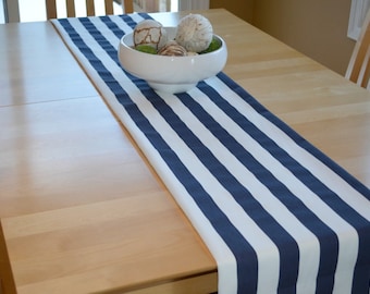 Stripe Table Runner, Navy Blue White Canopy - Home, Banquet, Wedding, Banquet, Party  Premier Prints