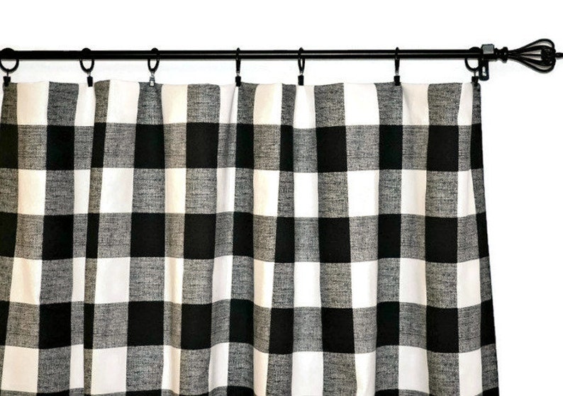 Pair Of Buffalo Check Curtain Panels Anderson Black And Image 0