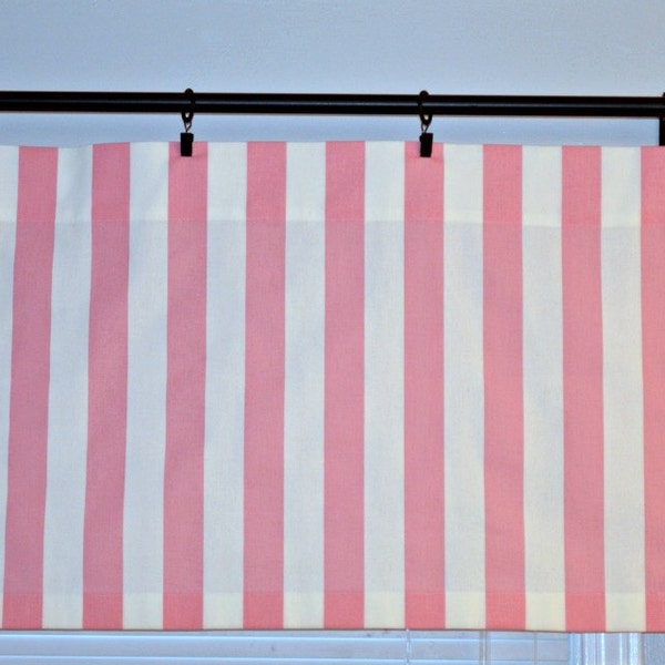 Window Valance Curtain - Baby Pink White Stripes - Canopy Stripes  Premier Prints - Valence