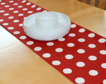 Red Table Runner - Red White Polka Dots - IKEA Hildis Red Polka Dots - Christmas Valentine's Day Tablecloth Table Topper