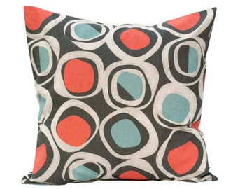 Coral Blue Pillow Covers, Polka Dots, Premier Prints Chase Byram, Choose Size  18x18, 20x20 - READY TO SHIP