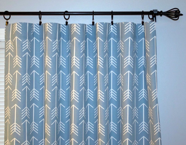 Arrow Curtains Blue White Pair Of Rod Pocket Panels Premier Image 0