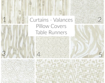 Beige Curtains Valance, Pillow Cover Table Runner, Living Room Bedroom Kitchen Bathroom, Coco Milk, Drape Draperies Modern Contemporary