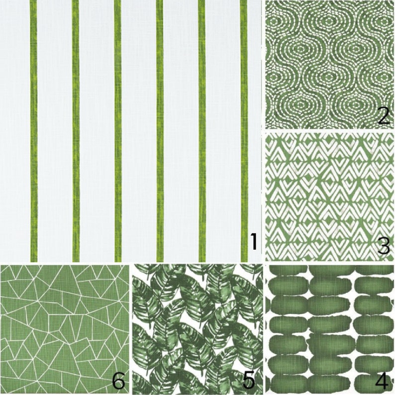 Curtains Green White Pair of Rod Pocket Panels Drapery Drapes Pine Slub Canvas Made to Order image 1