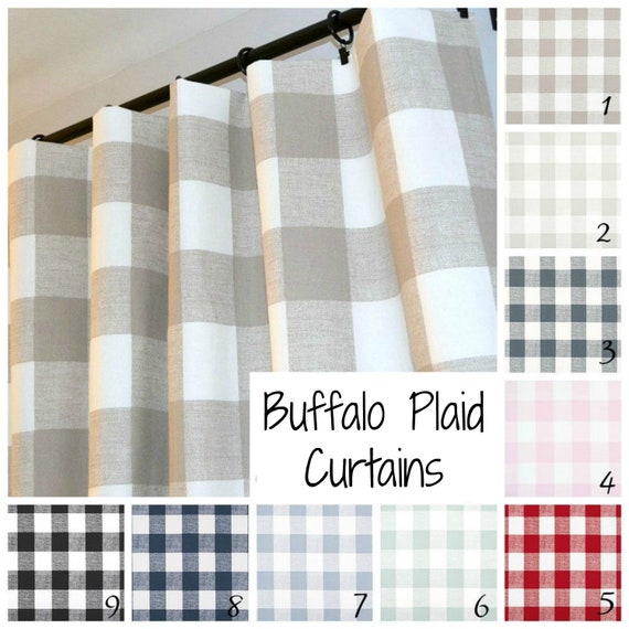 Farmhouse Curtains Buffalo Check Plaid Anderson Pair Of Rod Etsy