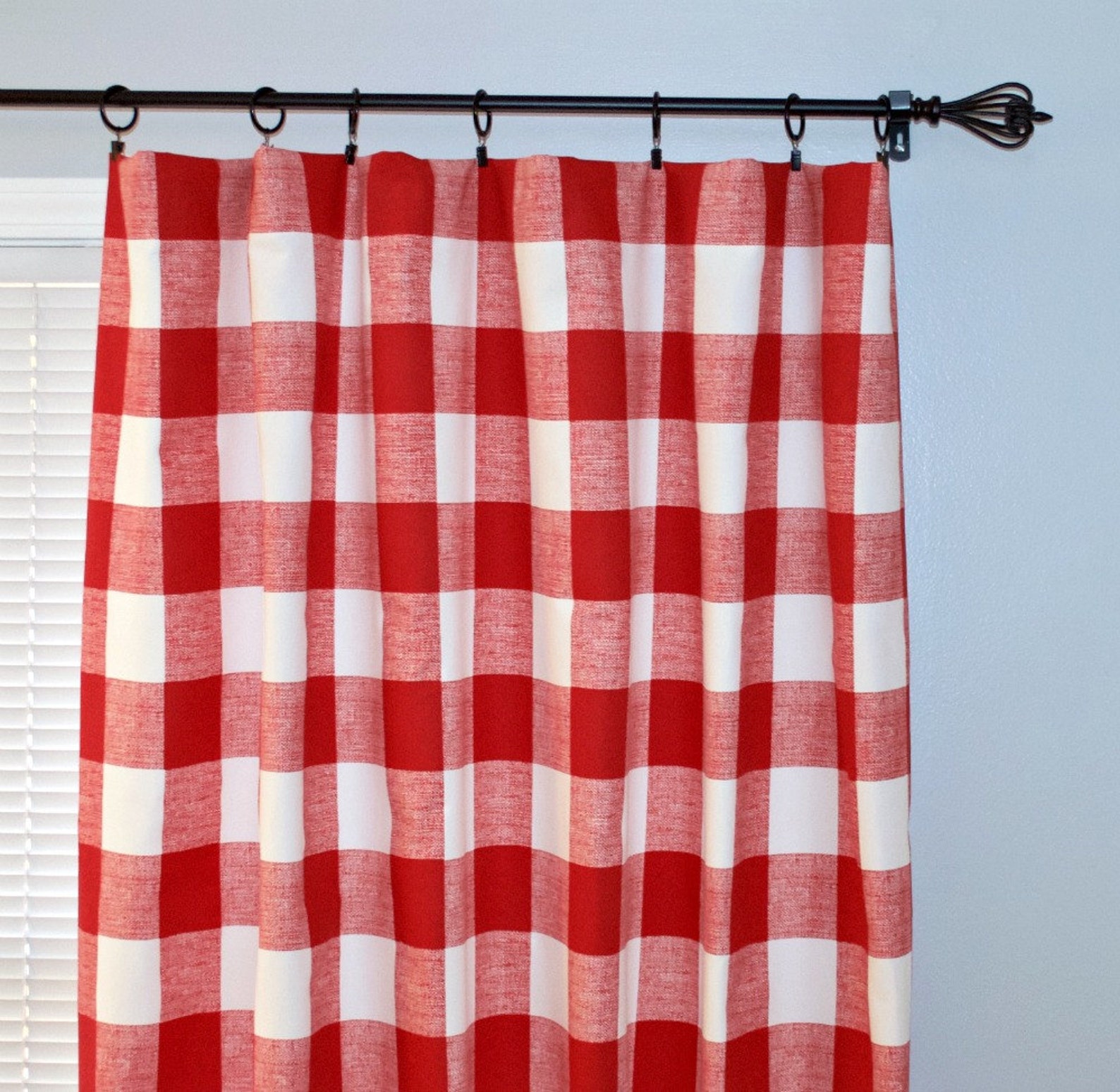 Red Buffalo Check Buffalo Plaid Curtains Pair of Rod Pocket Etsy