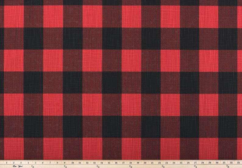 Red Black Buffalo Plaid Check Curtains Pair Of Rod Pocket Etsy