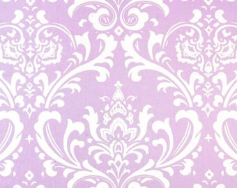 Lilac Damask Valance -  Premier Prints Wisteria Lavender White Ozborne Ozbourne Twill  - Valence