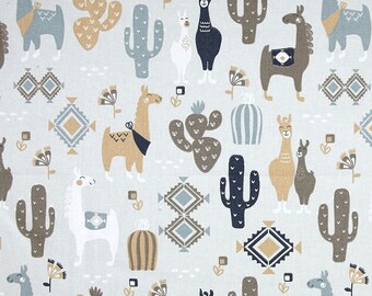 Llama Curtains, Pair Rod Pocket panels, Premier Prints Llama Love Mojave Awendela, Alpaca, Cactus Nursery, Choose size