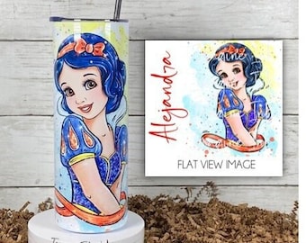 Tumbler Snow White Princess 20oz Skinny Tumbler - Disney Character Waterbottle Stainless Steel Water Bottle 7 Seven Dwarfs Evil Mug Cup