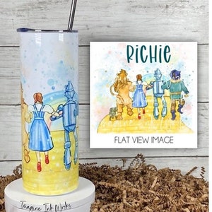 Tumbler Wizard of Oz 20oz Skinny Tumbler - Movie Yellow Brick Road Red Shoes Kansas Waterbottle Stainless Steel Water Bottle Cup Mug