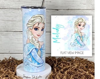 Tumbler Elsa 20oz Skinny Tumbler - Disney Character Princess Waterbottle Stainless Steel Water Bottle Frozen Anna Olaf Christof Cup Mug