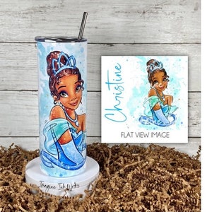 Tumbler Tiana Princess 20oz Skinny Tumbler - Disney Character Waterbottle Stainless Steel Water Bottle Naveen Frog New Orleans Cup