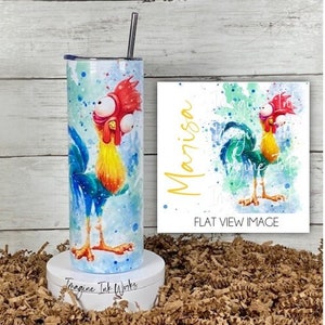 Tumbler Hei Hei 20oz Skinny Tumbler - Disney Character Waterbottle Stainless Steel Water Bottle Moana Maui Hawaii Ohana Chicken Cup Mug