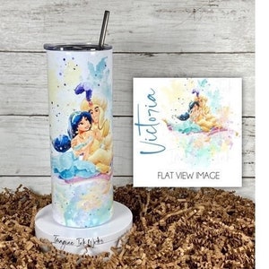 Tumbler Aladdin Jasmine 20oz Skinny Tumbler - Disney Character Princess Waterbottle Stainless Steel Water Bottle Genie Abu Cup Mug