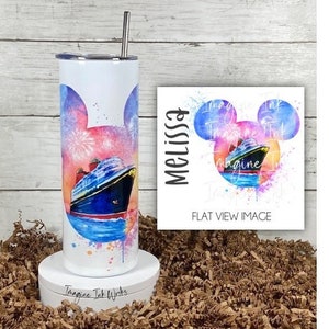 Tumbler Disney Cruise Line Mickey Head Pink Purple 20oz Skinny Tumbler - Waterbottle Stainless Steel Water Bottle DCL Ship Cup Mug