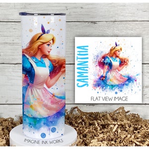 Tumbler Alice in Wonderland 20oz Skinny Tumbler - Disney Character Waterbottle Stainless Steel Water Bottle Cheshire Cat Mad Hatter Cup