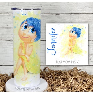 Vaso delgado de 20 oz Tumbler Joy, personaje de Disney, película Inside Out Emotions, botella de agua de acero inoxidable, taza y taza