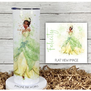 Tumbler Tiana Princess 20oz Skinny Tumbler - Disney Character Waterbottle Stainless Steel Water Bottle Naveen Frog New Orleans Cup