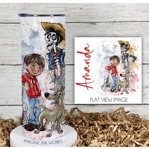 Tumbler Coco Miguel Dante Hector 20oz Skinny Tumbler - Disney Character Waterbottle Stainless Steel Water Bottle Cup Mug