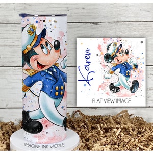 Tumbler Disney Cruise Line Characters in Cruise Outfits Mickey 20oz Skinny Tumbler - Waterbottle Stainless Steel Water Bottle Cup Mug