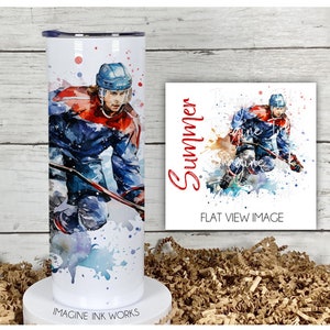 Tumbler Hockey Players Sticks 20oz Skinny Tumbler - Sports Puck Teams Waterbottle Stainless Steel Water Bottle Cup Mug