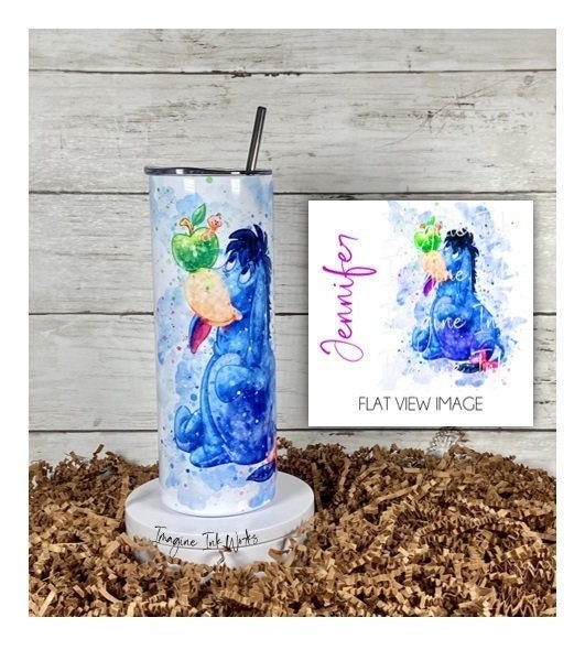Tumbler Eeyore 20oz Skinny Tumbler - Disney Character Waterbottle Stainless Steel Water Bottle Pooh Tigger Piglet Rabbit Owl Cup Mug
