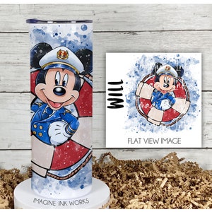 Tumbler Disney Cruise Line Characters in Cruise Ring Buoy Mickey 20oz Skinny Tumbler - Waterbottle Stainless Steel Water Bottle Cup Mug