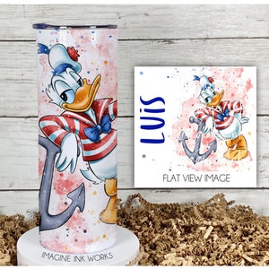 Tumbler Disney Cruise Line Characters in Cruise Outfits Donald 20oz Skinny Tumbler - Waterbottle Stainless Steel Water Bottle Cup Mug