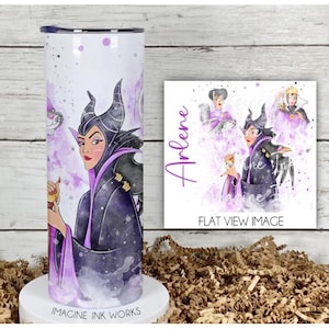 Tumbler Villains 20oz Skinny Tumbler - Disney Character Ursula Cruella Evil Witch Waterbottle Stainless Steel Water Bottle Cup