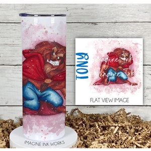 Tumbler Beast 20oz Skinny Tumbler - Disney Character Prince Waterbottle Stainless Steel Water Bottle Beauty The Beast Roses Cup Mug