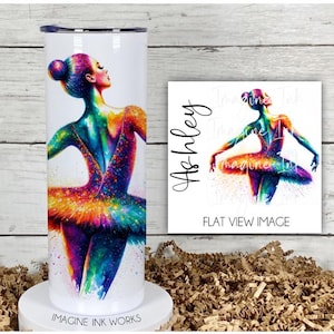 Tumbler Dance Bright Rainbow 20oz Skinny Tumbler - Sports Ballet Rap Contemporary Waterbottle Stainless Steel Water Bottle Cup Mug
